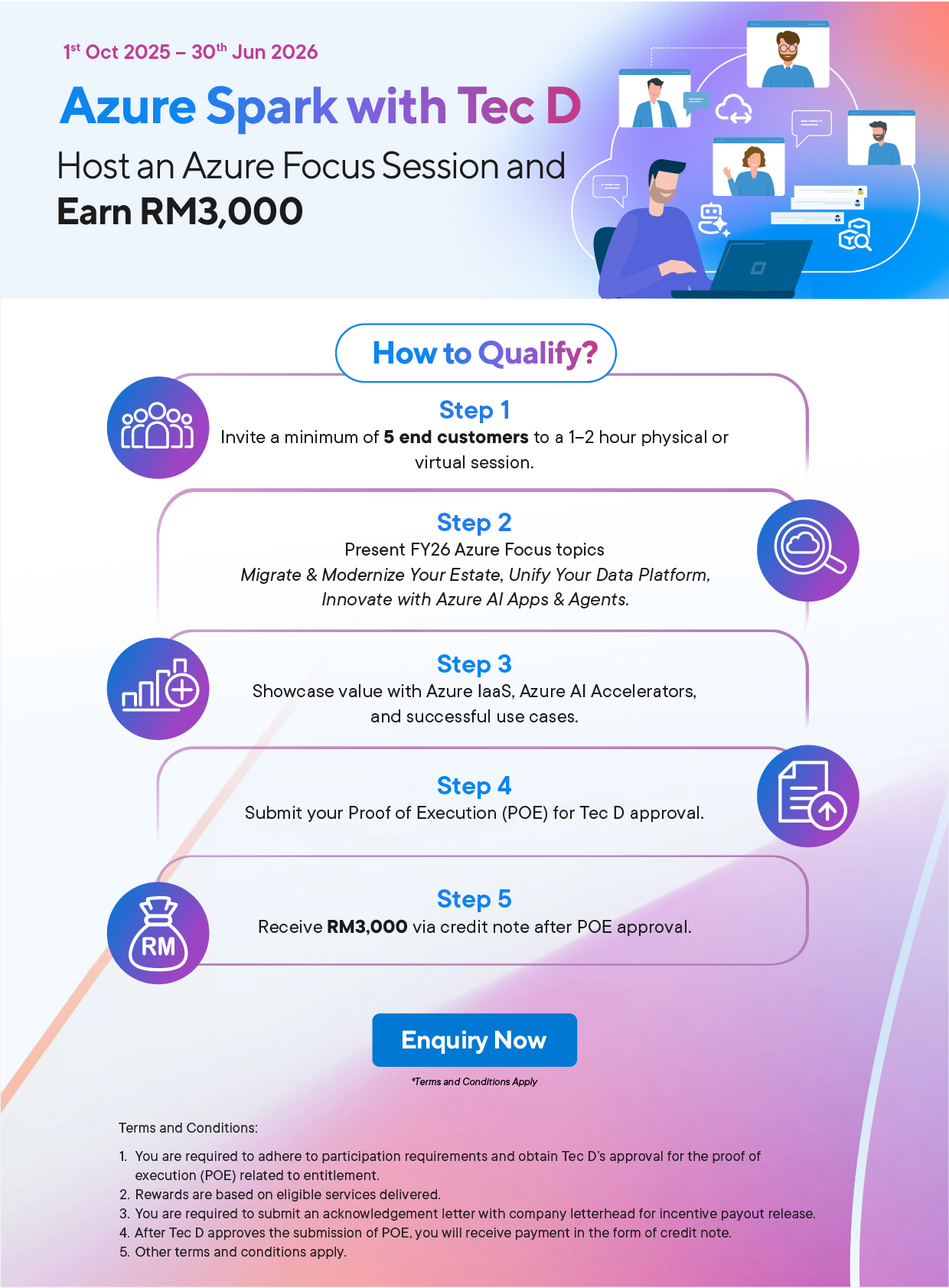 Host a Microsoft Azure focus session (physical or virtual) and earn RM3,000.
